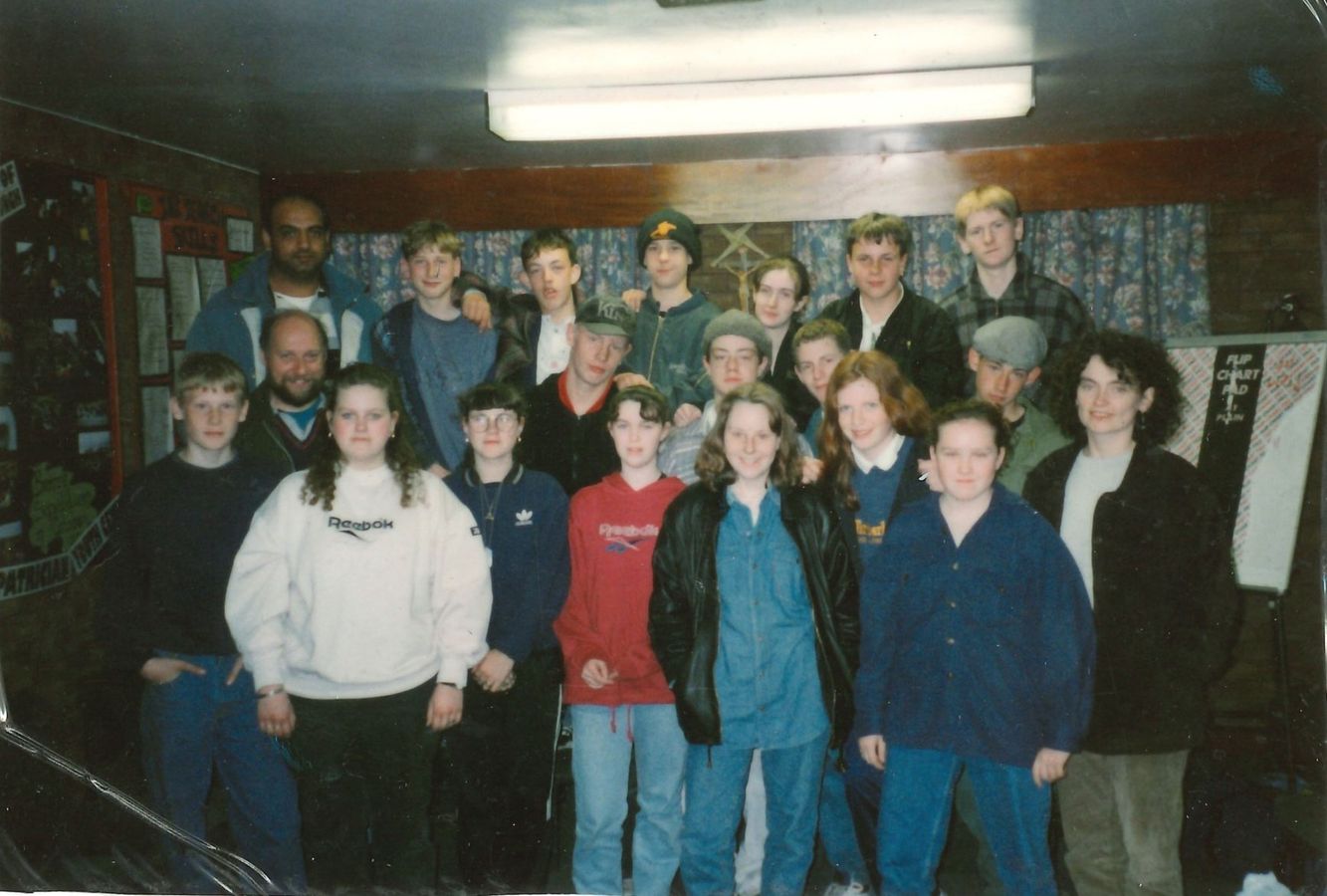 A large group of members and youth workers inside the Centre