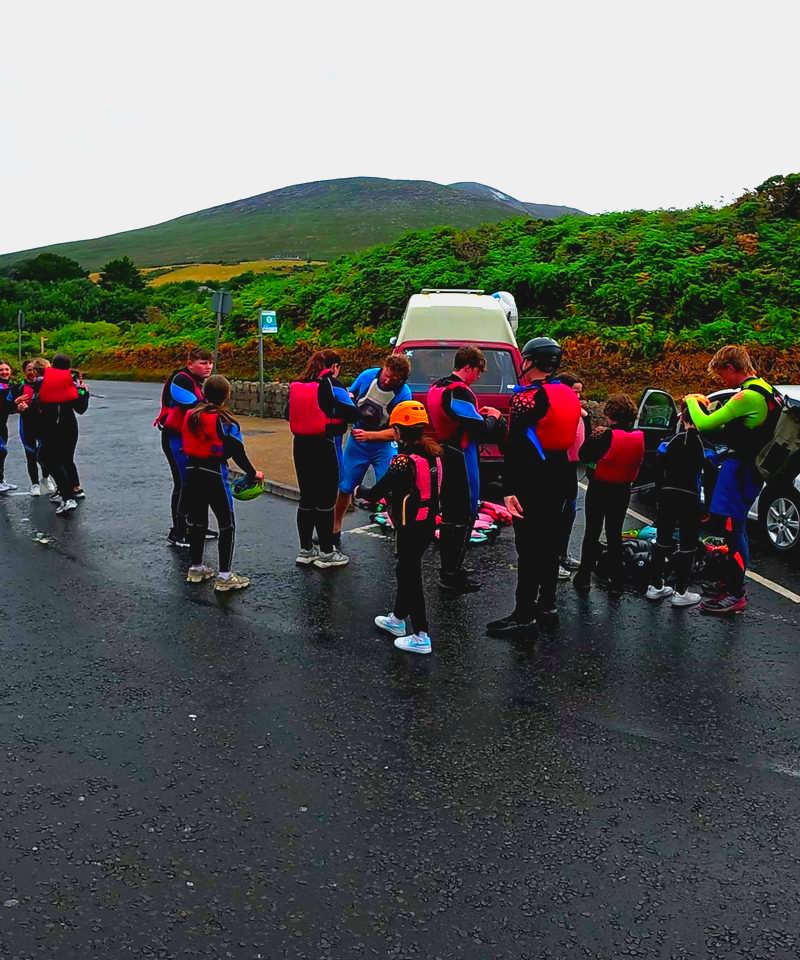Members gathered with their kit before setting off on a trip to the Mournes